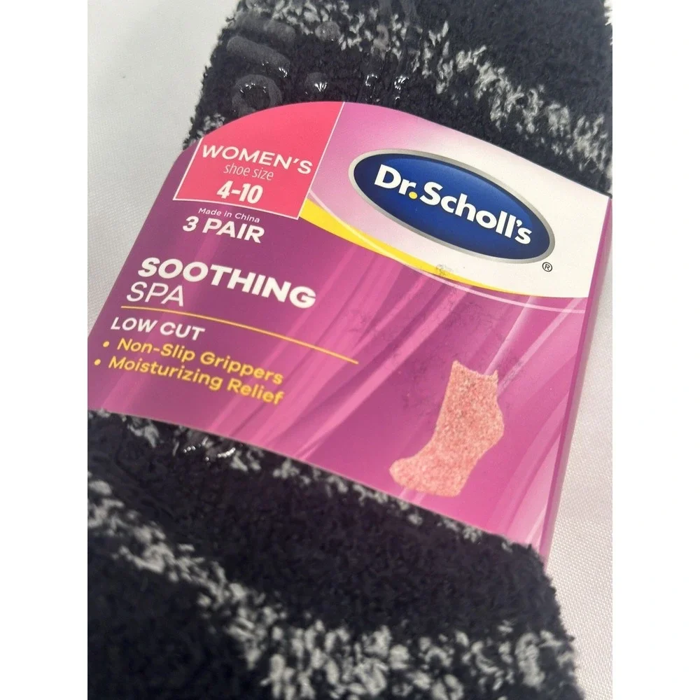 dr‎ scholls 3 pairs womens soothing spa low cut non slip grippers 3 pairs 4-10